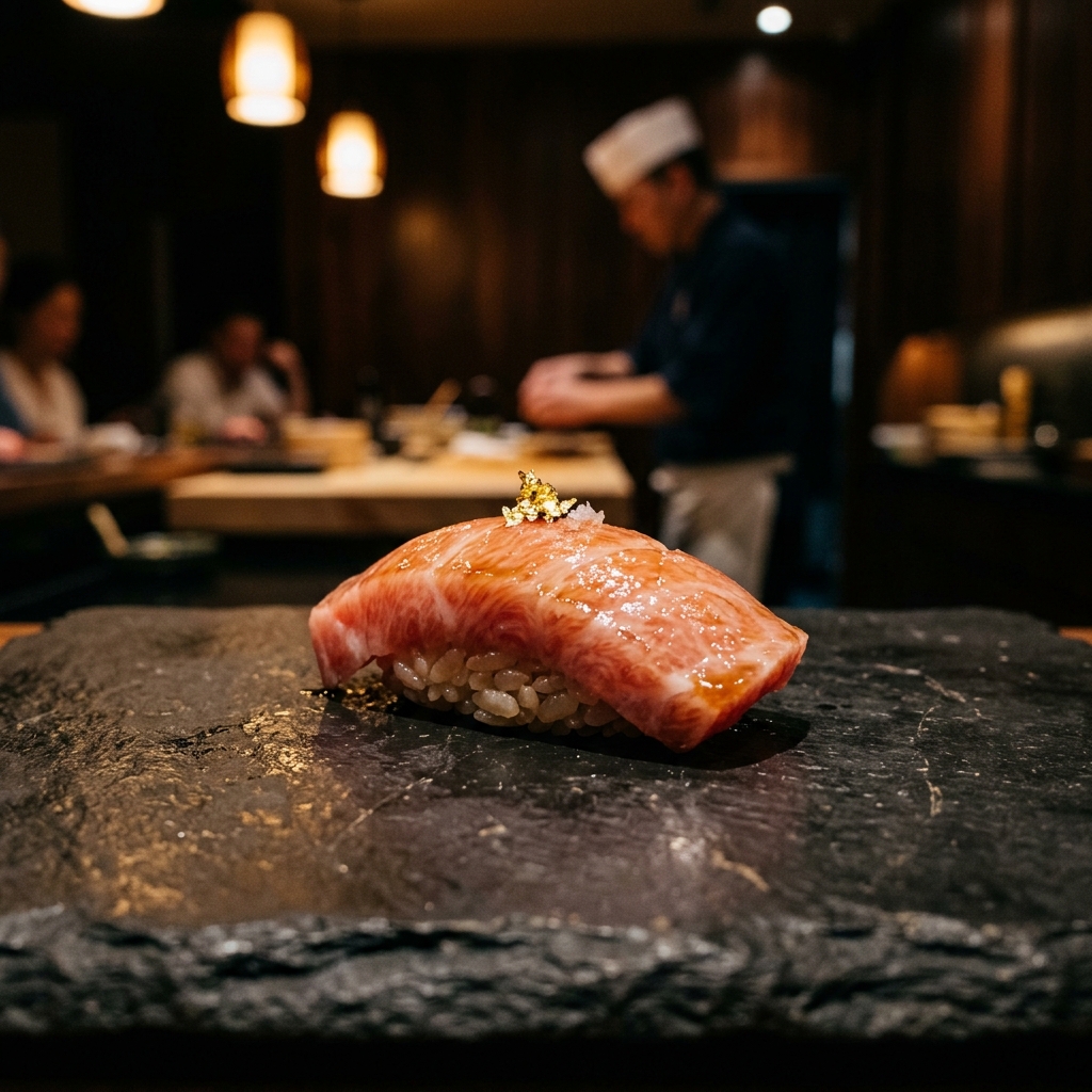 Premium Otoro Nigiri with Gold Leaf