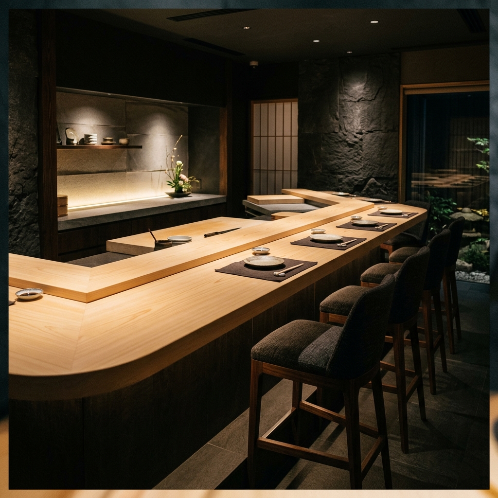 Prinstine Hinoki Wood Omakase Counter